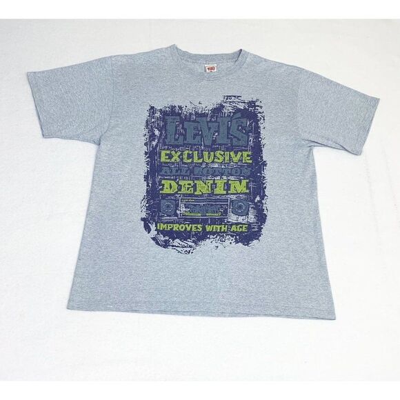 Vintage Levi's Jeans T-Shirt Grey XL Denim Exclusive Single Stitch - Picture 1 of 8